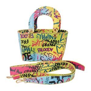 BAM Forever Graffiti Print Mini Satchel Crossbody Bag Colorful Top Handle Purse